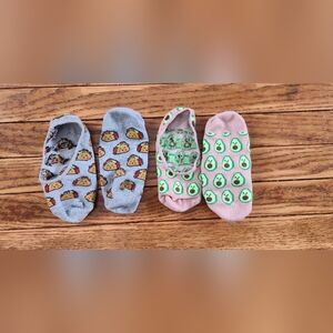 Fun Taco and Avocado No Show Socks Set